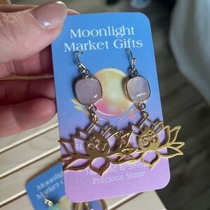 Gold and Pink Lotus Earrings